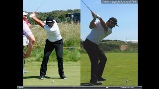 Jon Rahm golf swing  Long Iron faceon amp downtheline July 2017 [upl. by Skolnik56]