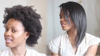 HOW TO Straighten 4C Natural Hair Tutorial No Blow Dryer Needed [upl. by Yekim]