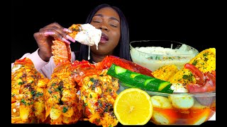 SEAFOOD BOIL MUKBANG LOBSTER TAIL MUKBANG SEAFOOD ALFREDO  CHEESE SAUCE MUKBANG [upl. by Marianna]