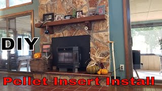 Pellet Stove Insert Installation  Self Install  DIY [upl. by Nabetse]