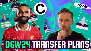 FPL DOUBLE GW24 TRANSFER PLANS I TRIPLE CAPTAIN SALAH🔥 I Fantasy Premier League 2425 [upl. by Jillane]