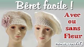 Comment faire un beret pour femme facile au crochet pas à pas tuto diy Bonnet MamieCrochet [upl. by Ellary]