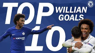 TOP 10 Willian Goals  Chelsea Tops [upl. by Aerbas]