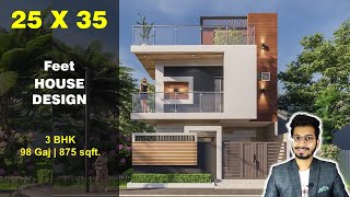 25x35 House Design  98 Gaj  875 sqft  2535 small house design  76X106 Meter  DV Studio [upl. by Arther]