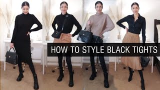 9 TIGHTS OUTFIT IDEAS How to style tights in the cold  The Allure Edition [upl. by Cinimmod10]