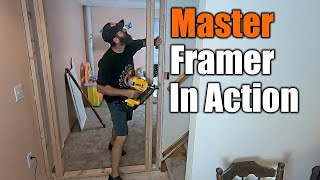 How To Frame A Wall and Install A Door  THE HANDYMAN [upl. by Nameloc]