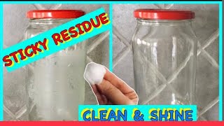 How to Remove Sticky Sticker Glue Residue from Glass Jars in 10 secPROBLEM SOLVED [upl. by Mizuki]