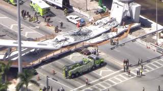 RAW VIDEO Scene of pedestrian bridge collapse at Florida International University [upl. by Medovich341]