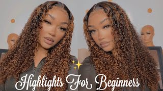 EASY Beginner friendly highlights ONE STEP THIS HAIR IS BOMB Isee Kinky Curly Wig [upl. by Amick629]