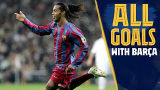 ALL THE GOALS Every Ronaldinho strike for Barça [upl. by Adeehsar]