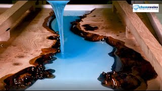 HOW TO MAKE A RESIN RIVER TABLE USING CLEAR EPOXY CASTING RESIN [upl. by Cowen]