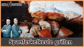 Spanferkel Keule vom Gasgrill  Wie grille ich eine Spanferkelkeule [upl. by Aennil]