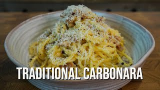 Traditional Spaghetti Carbonara Recipe  The Right Way [upl. by Nahshon]