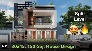 30x45 House Design Villa  SPLIT LEVEL  3D Walkthrough  Home decorating ideas  Home Tour [upl. by Christalle715]