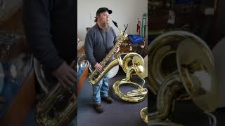 Buescher 400 Baritone Sax playtest restored [upl. by Llenrev806]