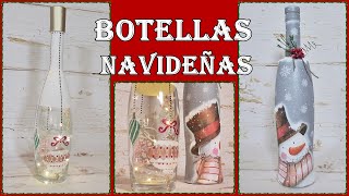 BOTELLAS DECORADAS NAVIDEÑAS  REUTILIZAR BOTELLAS DE CRISTAL [upl. by Pouncey]