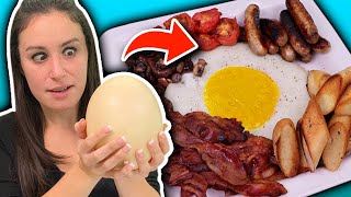 DIY GIANT English Breakfast made from an OSTRICH EGG 🍳 [upl. by Tucky]