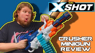 THE BEST  NERF  MINIGUN YET XShot Crusher Blaster Review [upl. by Aicilihp]