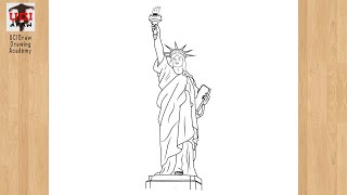 How to Draw a Statue of Liberty  Easy Lady Liberty Sketch Step by Step Drawing  Ellis Island [upl. by Muscolo]