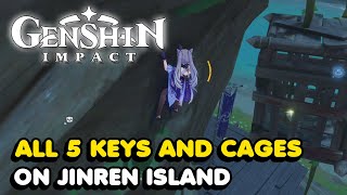 All 5 Key amp Cage Locations On Jinren Island In Genshin Impact Inazuma [upl. by Livvy]