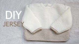 DIY Jersey bebe de 3 a 6 meses PARTE 1 Tejer con dos agujas [upl. by Petulia]