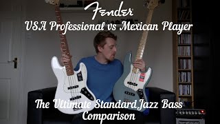 The Ultimate Fender Jazz Bass Comparison Professional vs Player USA vs MIM [upl. by Nnylahs351]