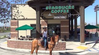 Starbucks Pony Espresso Riding My Horse Thru the Drive Thru [upl. by Adil]