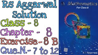 Linear Equation  Class 8 Exercise 8B Question 7 to 12  Rs Aggarwal  Md Sir [upl. by Moulden]