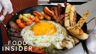 We Tried This Giant Ostrich Egg Breakfast  WTF Food [upl. by Llednek604]