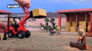 Bruder Toys Schaeffer Compact Loader 2034 w Figure amp Accessories 02191 [upl. by Ekul]