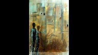 Abstract Painting Tutorial  Abstrakte Acrylmalerei Collage [upl. by Obbard520]