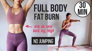 30 min Full Body Fat Burn HIIT NO JUMPING  Ab Core Arm Back Leg Thigh amp Cardio  Emi [upl. by Harvison847]