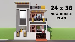 24x36 house plan3D 2436 ghar ka naksha24 by 36 6 bedroom house plan24 by 36 3D house plan3Dghar [upl. by Peace]