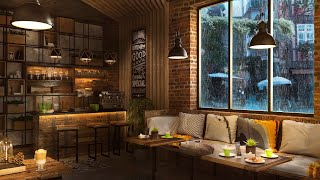 Rainy Cafe with Cozy Jazz  Relaxing Elegant Instrumental Jazz for Work Study Focus and Chill [upl. by Artenehs473]