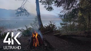 4K Campfire at the Mountain Lake with Calming Crackling Fire Sound  8 Hours [upl. by Kalikow]