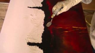 Abstrakte Malerei Grillkohle Painting abstract with charcoal [upl. by Ahsile]