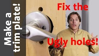 How to quickly make a simple door knob trim plate from left over materials [upl. by Loutitia]