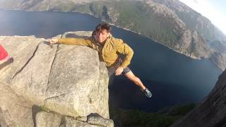 Free Hanging from Preikestolen norway Pulpit Rock Norway GOPRO [upl. by Netsoj]