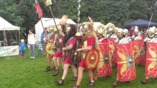 Roman Reenactment at the Amphitheatre in Caerleon Marching In [upl. by Sonafets865]