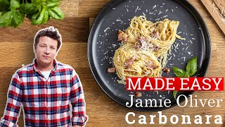 Jamie Olivers Carbonara recipe MADE EASY [upl. by Uhayile]