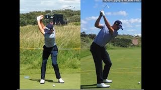 Justin Thomas golf swing  Long Iron faceon amp downtheline July 2017 [upl. by Chaddie]