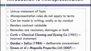 Misrepresentation Lecture 1 of 4 [upl. by Ueik136]