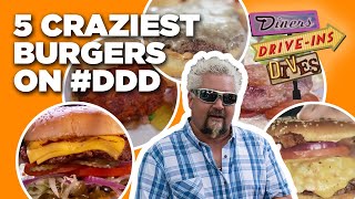 Top 5 MostINSANE Burgers Guy Fieri Has Tried on Diners DriveIns and Dives  Food Network [upl. by Akenom]