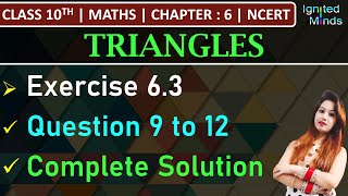 Class 10th Maths  Exercise 63 Q9 to Q12  Chapter 6  Triangles  NCERT [upl. by Tiebold]