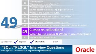 Oracle PL SQL interview question CURSOR Vs COLLECTION [upl. by Raye]