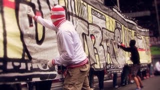 Ultras Düsseldorf Choreo quot725 Jahre Düsseldorfquot mit Live Graffiti Fortuna  Bochum 25082013 [upl. by Anotyal]