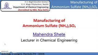 Manufacturing of Ammonium Sulfate [upl. by Buyer]