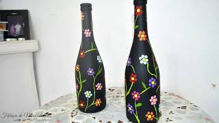 Botellas con flores brillantes Diy Home Decor Artesanato [upl. by Sofko868]