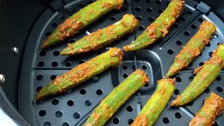 Ladys Finger Masala Fry  Less Oil Healthy Air Fryer Version  Super Spicy amp Yum [upl. by Epoillac923]