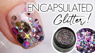 How To Encapsulate Chunky Glitter on Short Nails  Hard Gel Watch Me Work [upl. by Assenav]